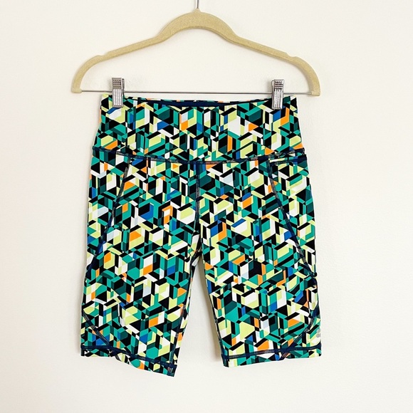 Sweaty Betty Power High Waist Pocket 9” Biker Shorts Geo Maze Print Size Small - Picture 7 of 9